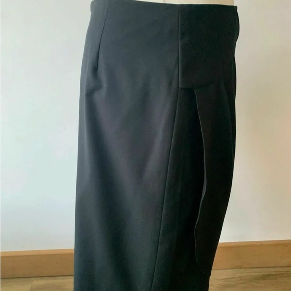 M&S Autograph Black Straight Ruched Skirt Size 12 Wrap Tailored Office - Picture 3 of 7
